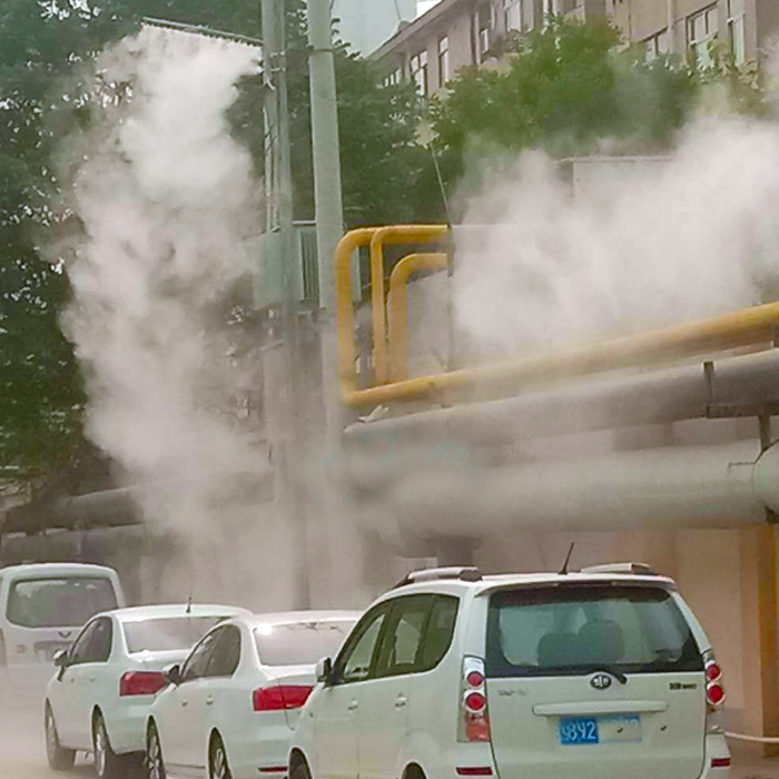 山東菏澤路燈桿噴霧降塵系統，智慧路燈桿安裝噴霧降塵設備